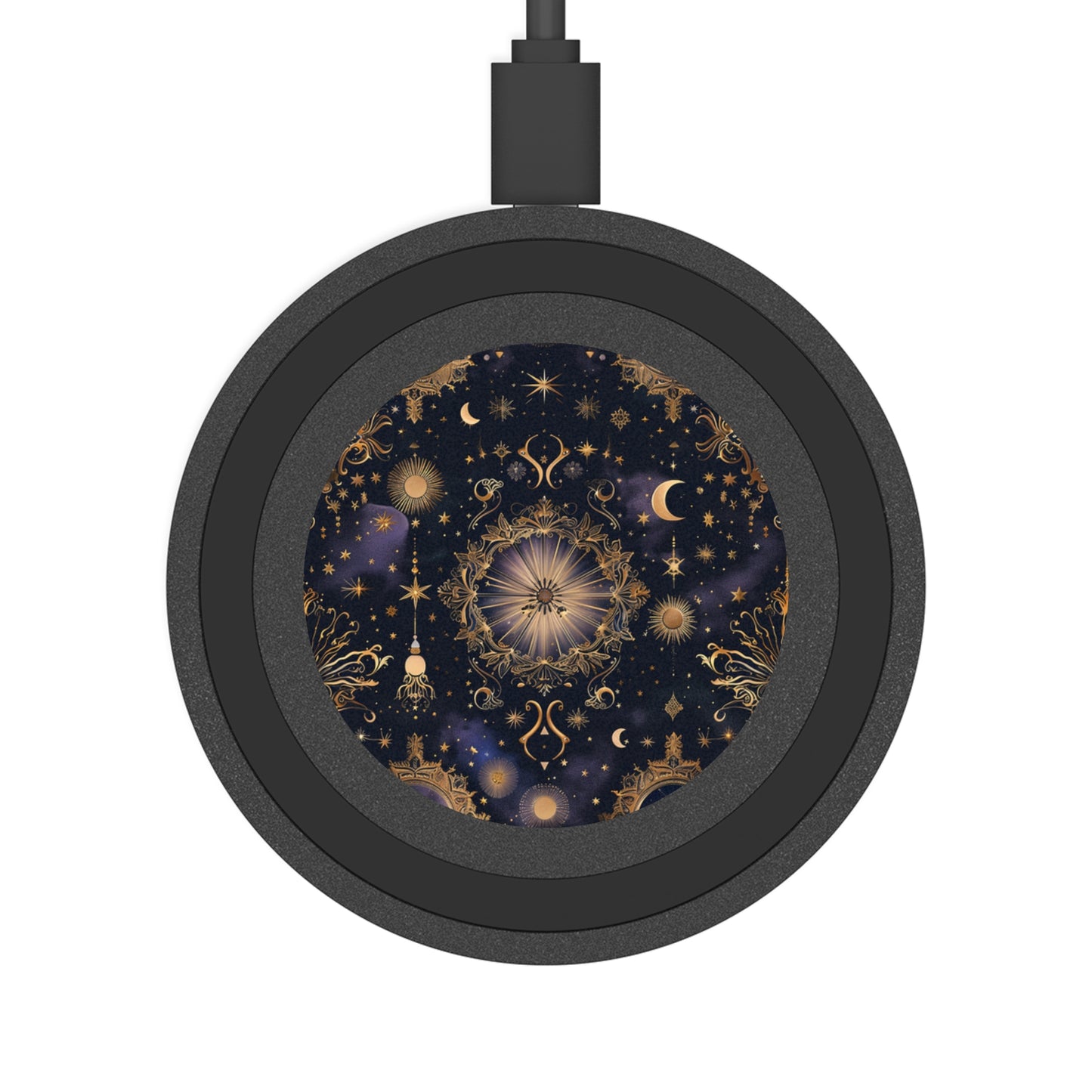 Celestial Quake Wireless Charging Pad - Starry Design, Galaxy Decor, Tech Gift, Eco-Friendly Gadget Holder, Home Office Desk Accessory