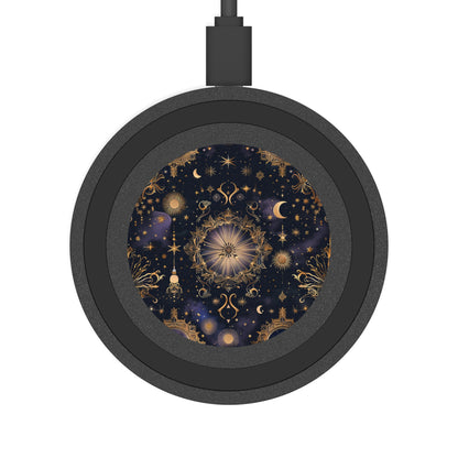 Celestial Quake Wireless Charging Pad - Starry Design, Galaxy Decor, Tech Gift, Eco-Friendly Gadget Holder, Home Office Desk Accessory