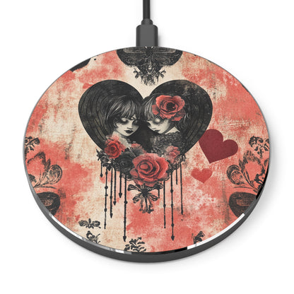 Romantic Floral Wireless Charger, Unique Fast Charger, Valentine's Day Gift, Boho Decor, Phone Charging Station, Tech Accessories