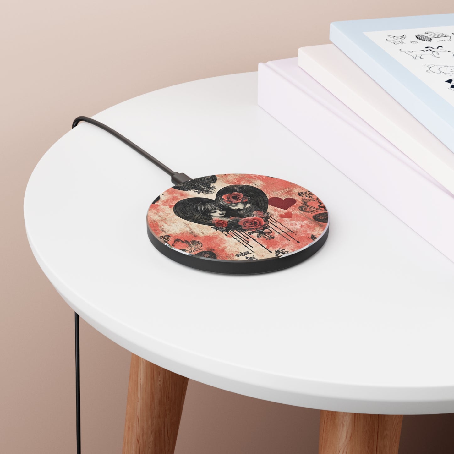 Romantic Floral Wireless Charger, Unique Fast Charger, Valentine's Day Gift, Boho Decor, Phone Charging Station, Tech Accessories