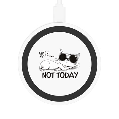 Funny Cat Wireless Charging Pad - Nope Not Today, Cat Lover Gift, Desk Accessory, Fun Home Decor, Pet Owner Present, Stylish Tech