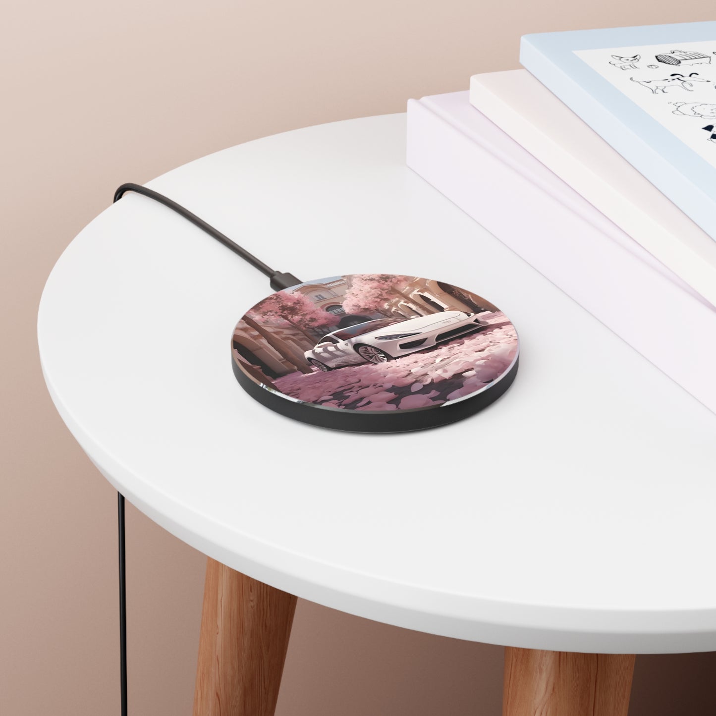 Cherry Blossom Wireless Charger - Fast Charger for Home, Office, Car Aesthetic Decor, Tech Gifts for Friends, Floral Design