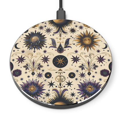 Celestial Pattern Wireless Charger, Fast Charging Pad, Astrology Decor, Unique Gift for Tech Lovers, Cosmic Office Accessory, Starry Design