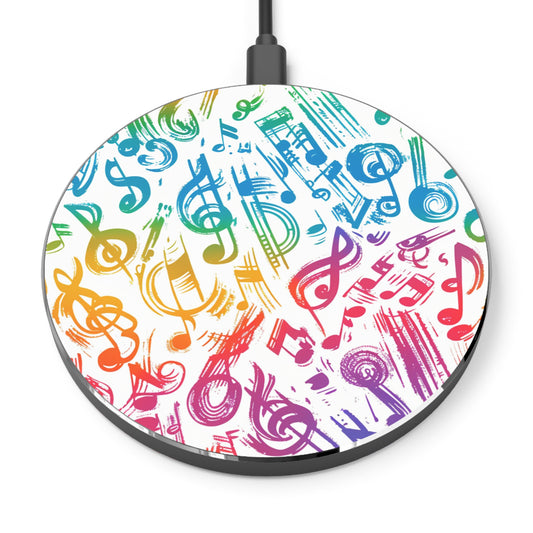 Musical Notes Wireless Charger, Colorful Music Phone Pad, Fast Charging Mat, Gift for Musicians, Music Lovers, Home/Office Decor, Unique