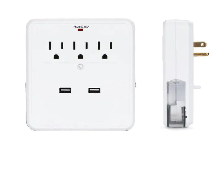 NEW! Classic Combo Wall Adapter W/3 AC Outlets W/Surge Protection And Dual USB Ports To Charge Your Gadgets